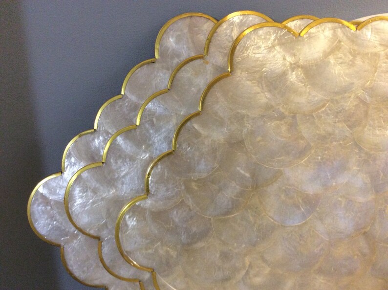 7 Large Vintage Mother of Pearl Table Mats. Cloud Shaped Etsy