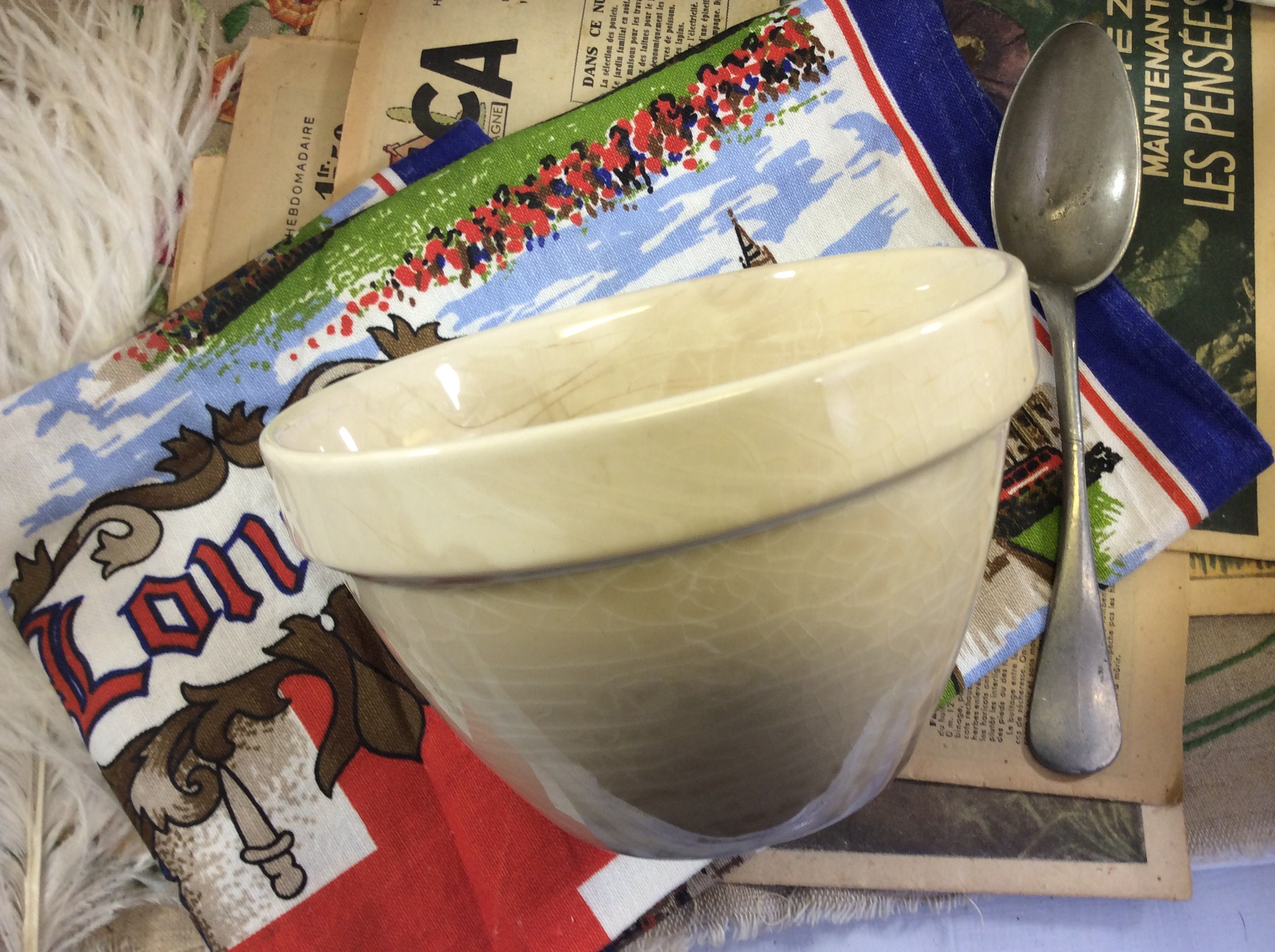 Vintage T G Green Teastained Pudding Basin, Distressed English Tg Christmas Bowl, Church Gresley Ret