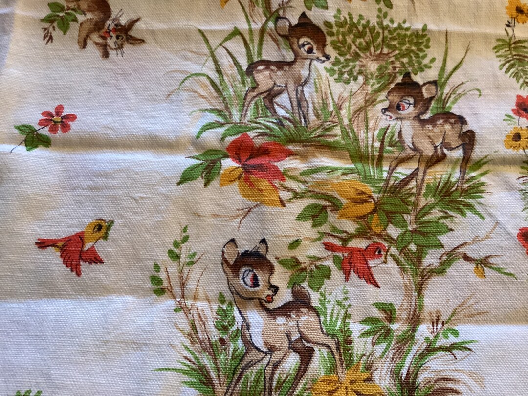 French Vintage Disney Bambi Tea Towel Disney Bambi's Wall Hanger Bambi