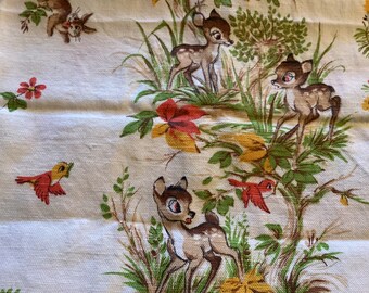 French Vintage Disney Bambi Tea Towel - Disney Bambi&#39;s Wall Hanger - Bambi Teatowel