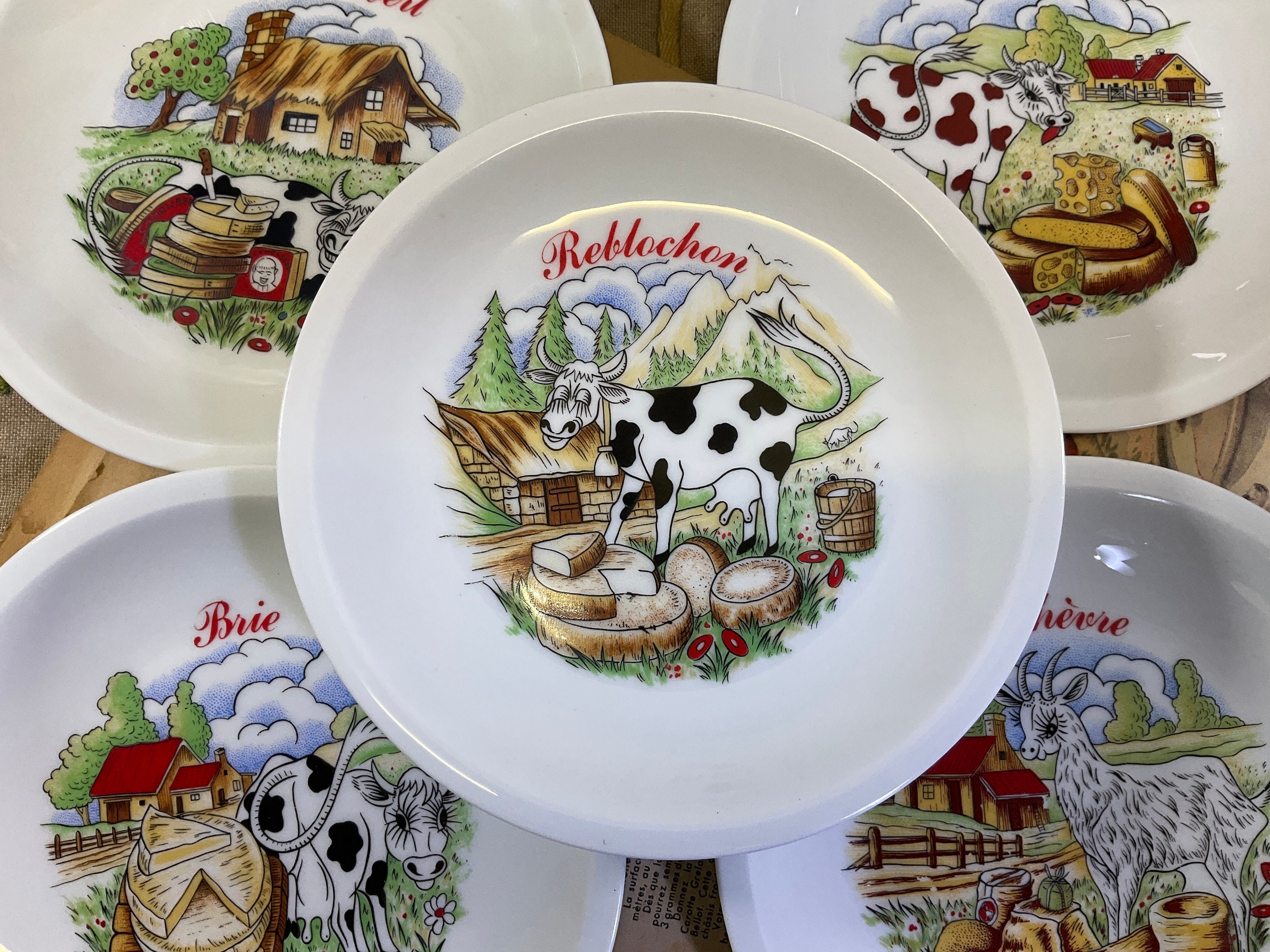 Assiettes de Fromage en Porcelaine 5 Français, Assiettes Sologne, Petit Vaisselle Au Français