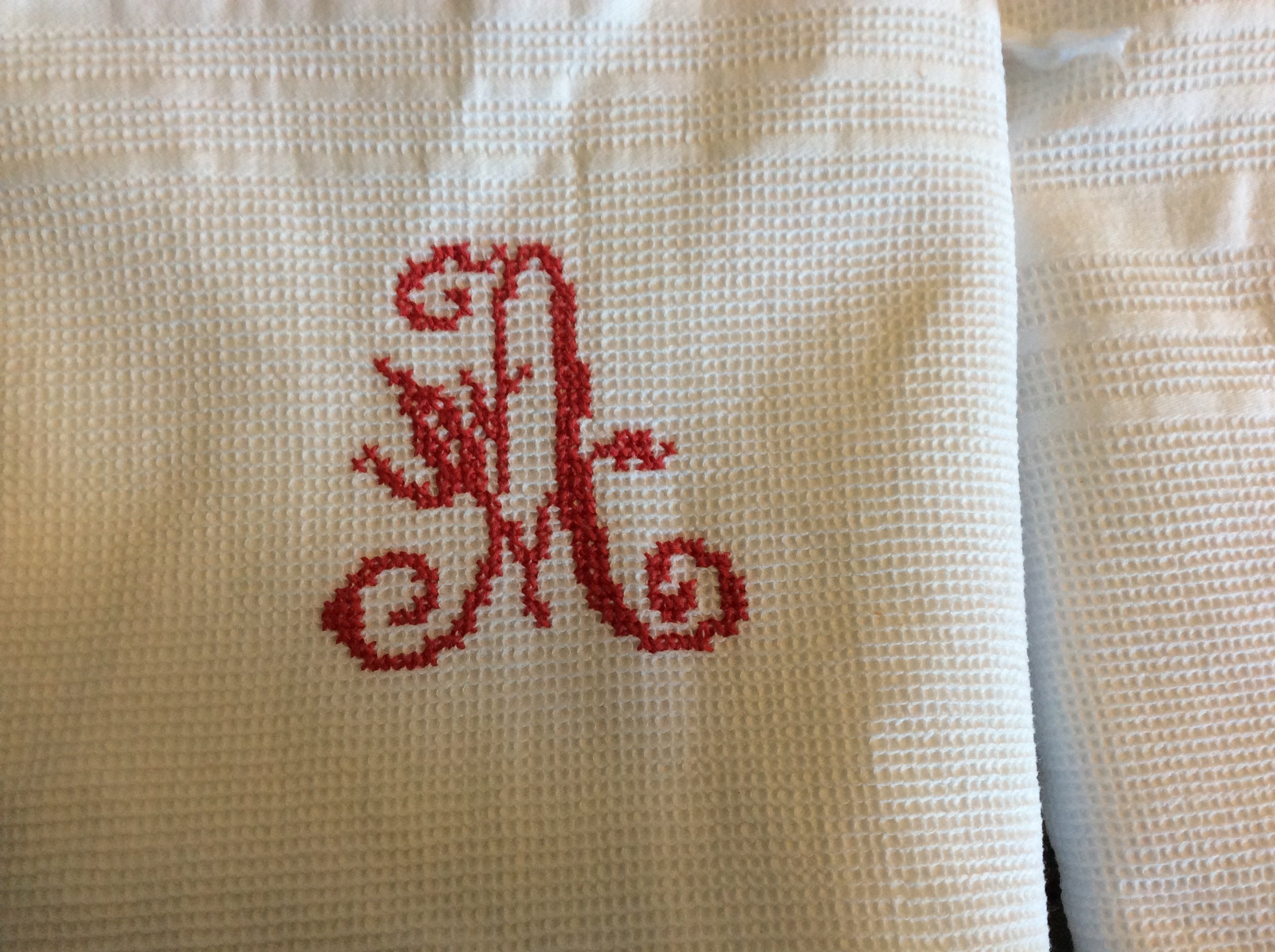 6 Français Vintage Serviettes à Main en Coton Brodé - Torchons de Cuisine Du Milieu Siècle Initiale 