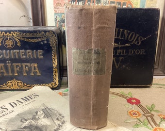 Dictionnaire Français ancien de 1882, dictionnaire Français Antique en détresse, éphémères Français des années 1880, livre ancien décoratif