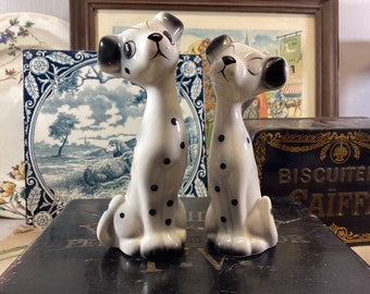 Vintage Ceramic Long Neck Dalmatian Dogs, Retro Ceramic Dogs, Pair of 70s Ceramic Dalmatians,  Small Ceramic Kitsch Dogs, Cute Dog Figurines