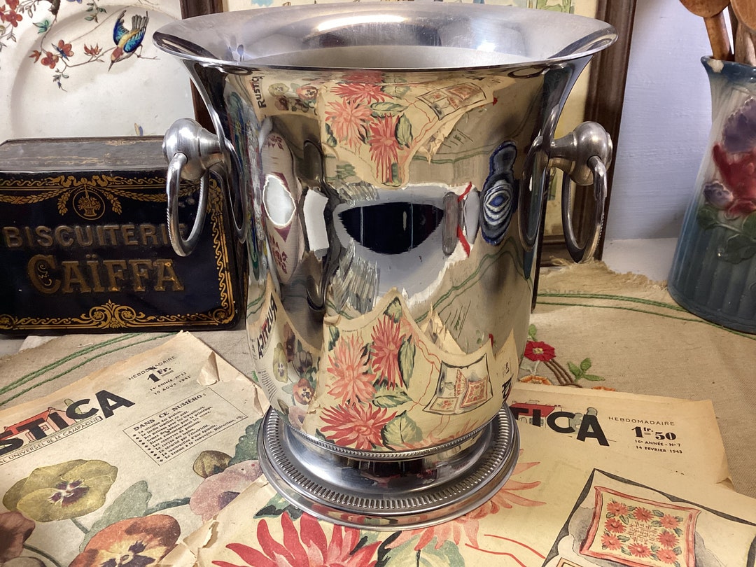 French Jean Couzon Champagne Bucket, Stainless Steel Champagne Bucket