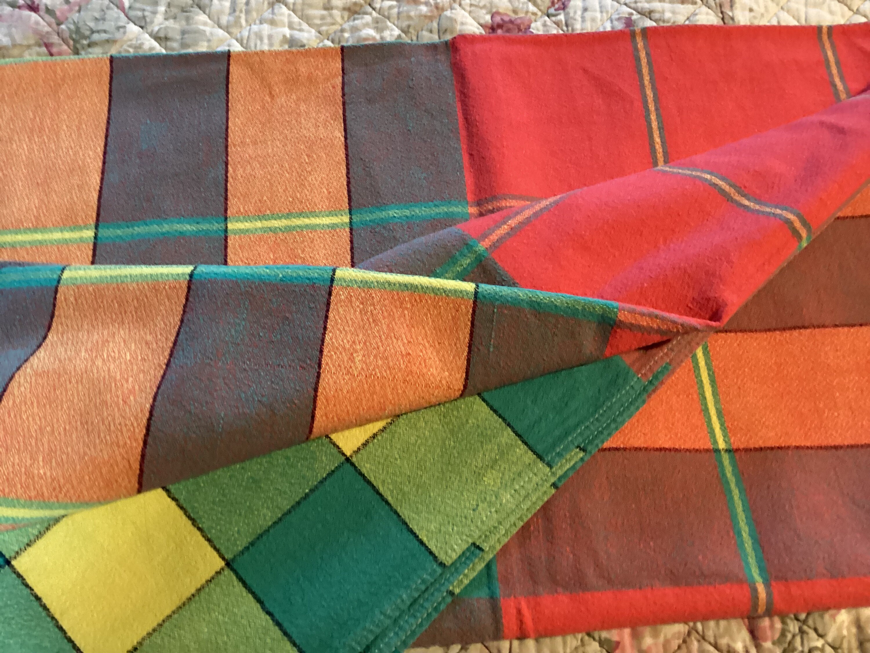 Braumhaus Cotton Tablecloth, Madras Check Plaid Tartan, Colourful Rainbow,  Housewarming Gift, Mothers Day Gift 