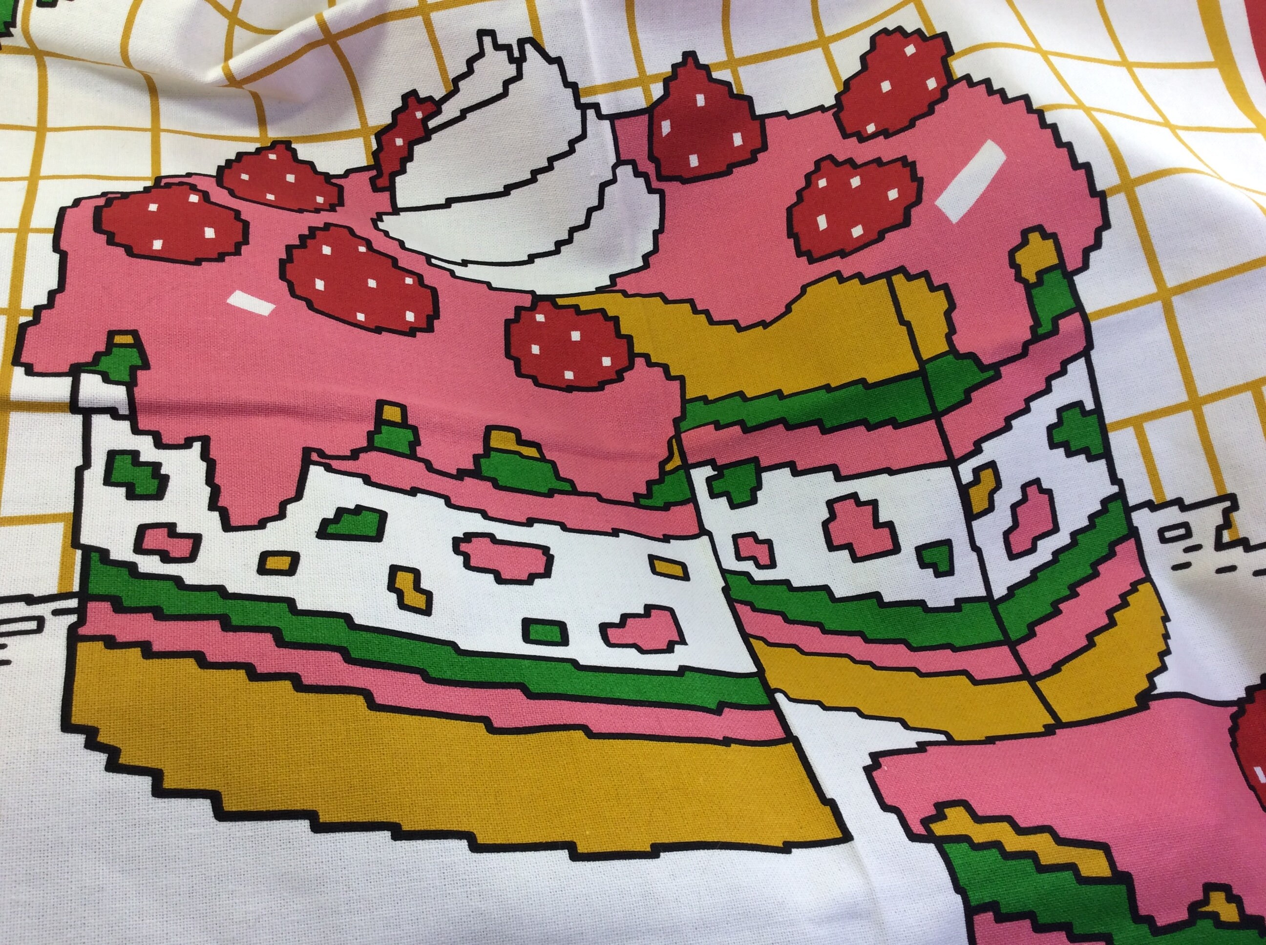 2 Français Vintage 90S Food Themed Tea Towels - Jamais Utilisé Torchons de Cuisine Crème Glacée Sund