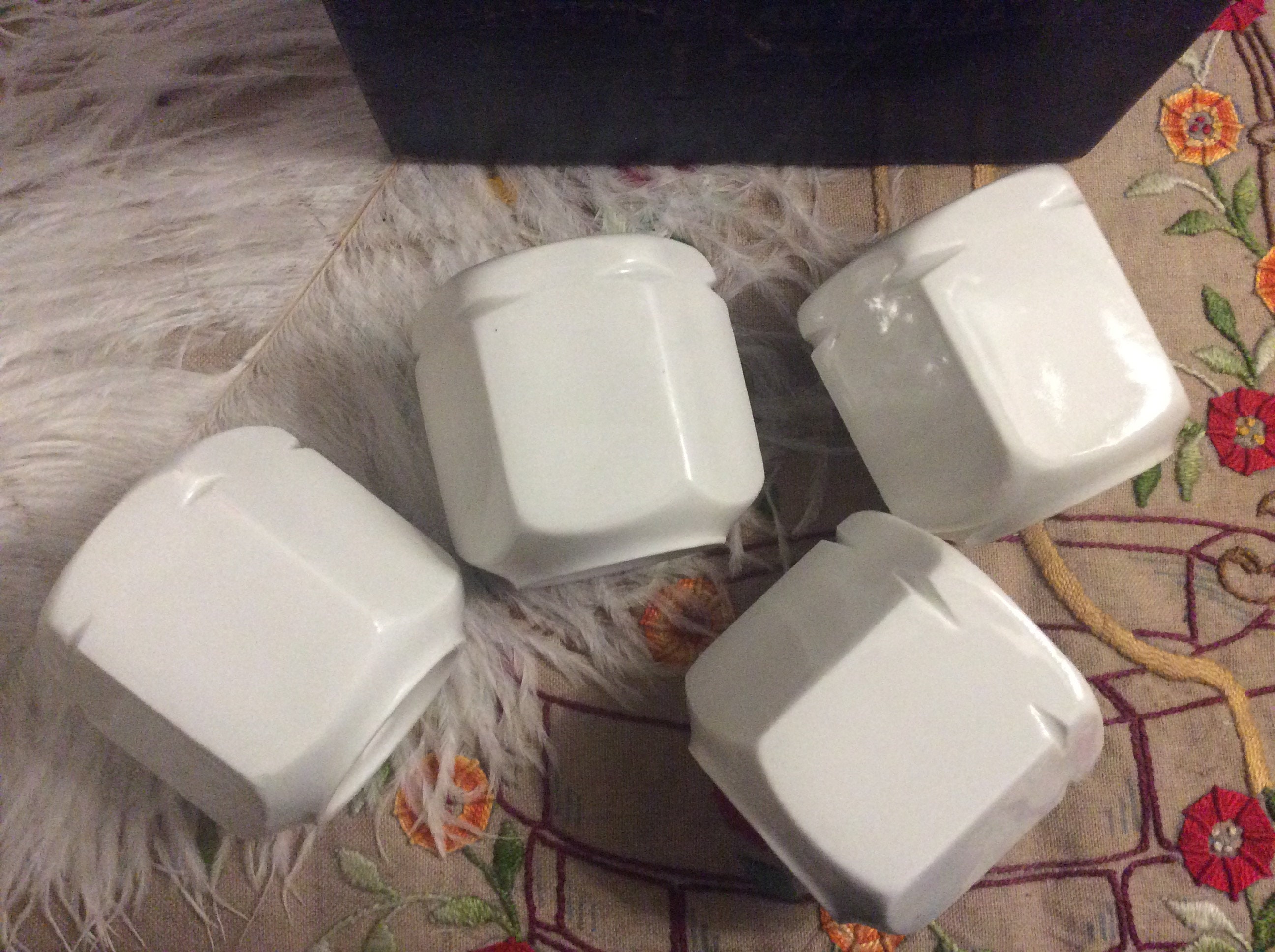 4 Français Pots de Yogourt en Porcelaine Yalacta Vintage - 50S Pots Pot Confiture Fabrication Yaourt