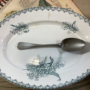 French Ironstone Lily of the Valley Large Oval Platter stamped St Amandinoise St Amand, Mid Century Muguet Oval Platter