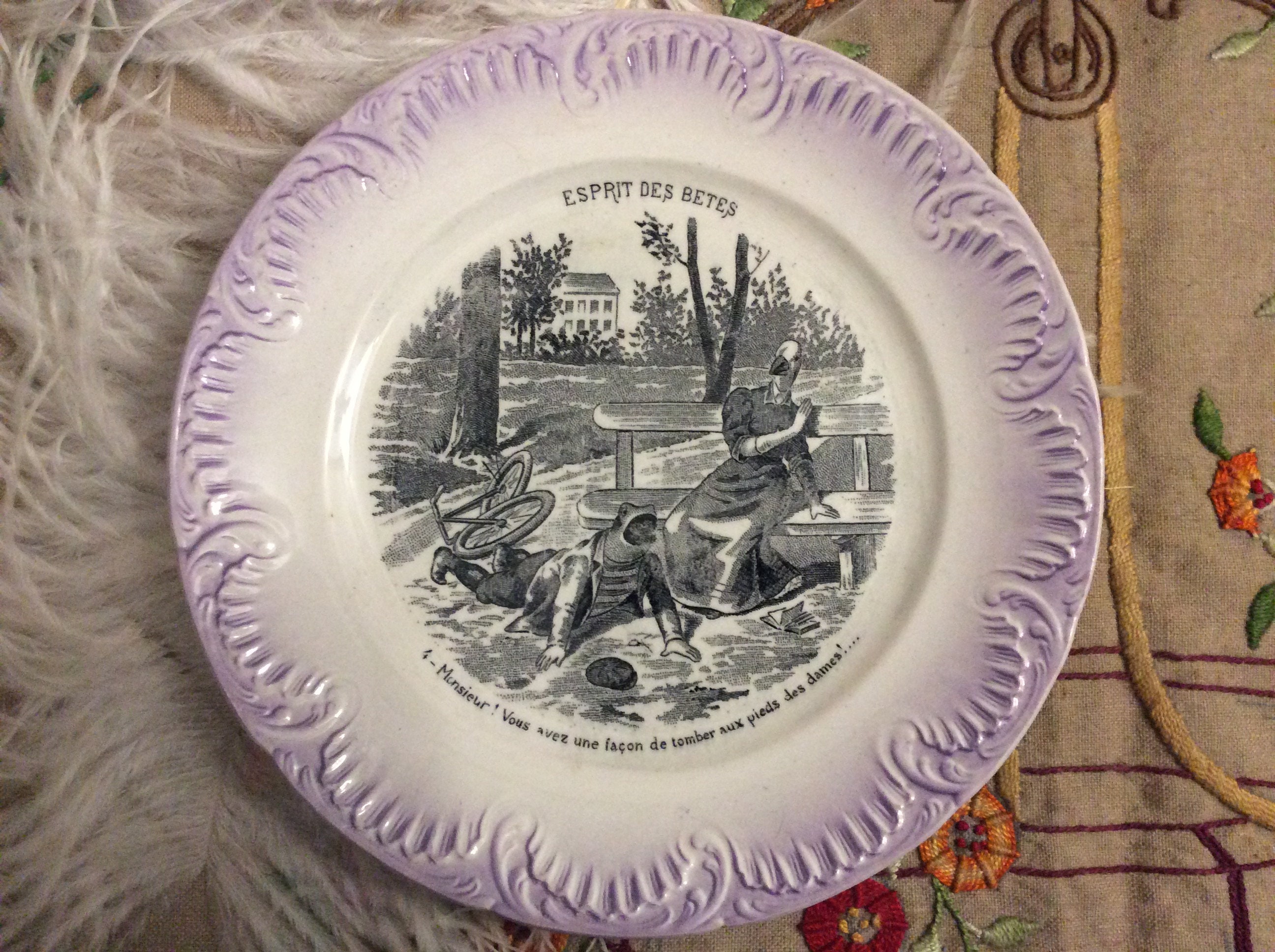 Français Antique Parlant Ànimals Plaque à Ce Sujet - Français de Conversation Collection Zoomorphism