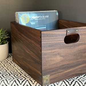 Vinyl Record Storage Crate in Walnut