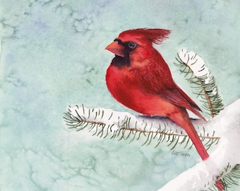 Cardinal, Original Watercolor Painting
