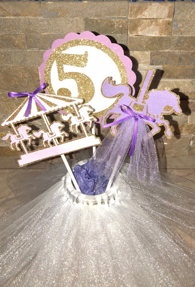 Personalized Carousel Centerpiece SetBirthdayBaptismBaby Shower Happy Birthday