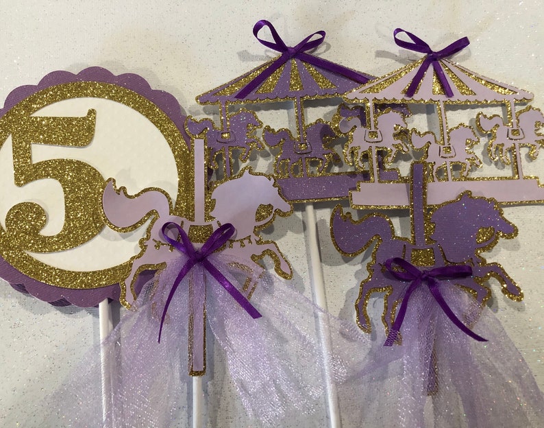 Personalized Carousel Centerpiece SetBirthdayBaptismBaby Shower Happy Birthday