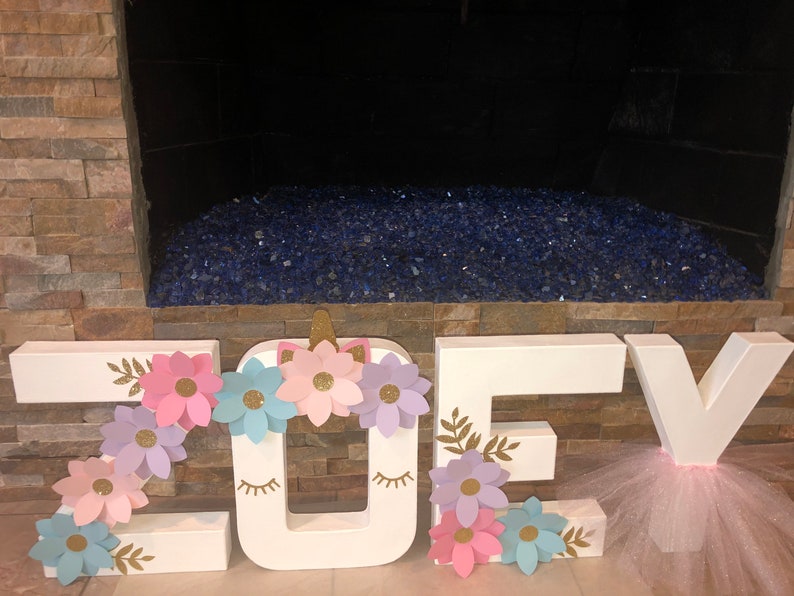 Customized Name Unicorn Tutu Mache Letters Birthday/Baby Shower/Room Decor/Centerpiece 画像 2