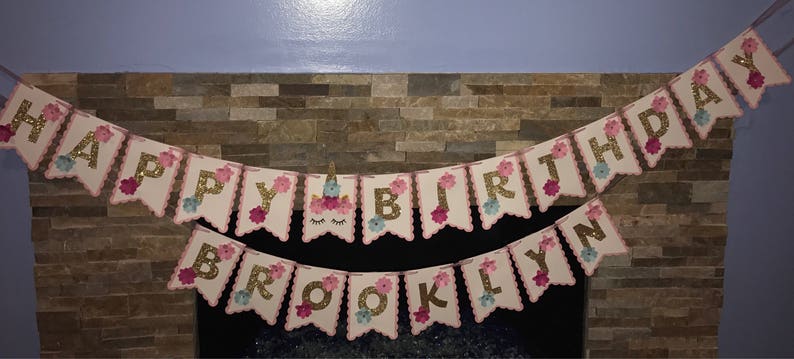 Happy Birthday Personalized Unicorn Banner image 1