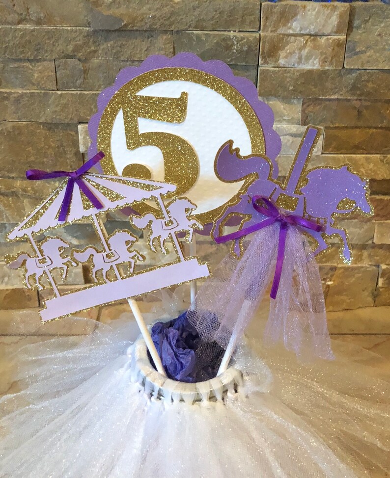 Personalized Carousel Centerpiece SetBirthdayBaptismBaby Shower Happy Birthday
