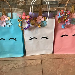 Set of 6 Bags Unicorn Favor Bag/Birthday/Baby Shower/Bridal Shower/Baptism image 1