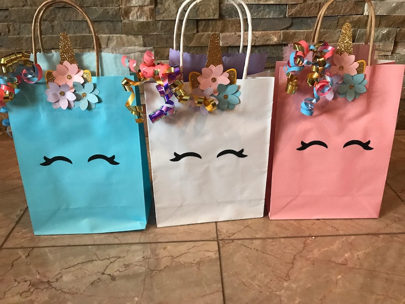 Set of 6 Bags Unicorn Favor Bag/Birthday/Baby Shower/Bridal Shower/Baptism image 1