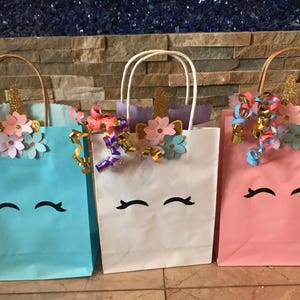 Set of 6 Bags Unicorn Favor Bag/Birthday/Baby Shower/Bridal Shower/Baptism image 3