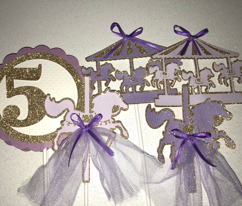Personalized Carousel Centerpiece SetBirthdayBaptismBaby Shower Happy Birthday
