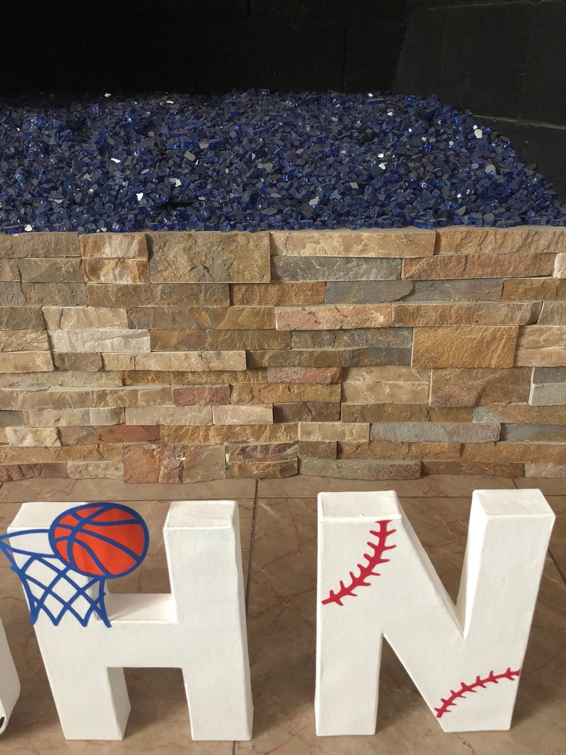 Customized Sports Ball Themed Mache Letters Customized NameInitialBaseballSoccerFootballBasketballBirthdayGitfsNurseryKids