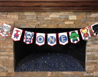 Customized Age - ONE banner/garland/Superhero Theme Party