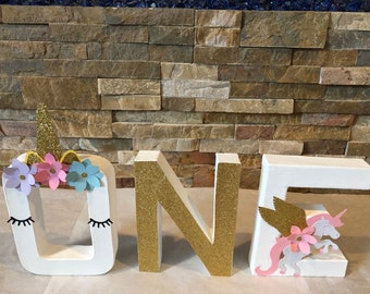 Customized Unicorn Mini Mache-  ONE Birthday/Baby Shower/Room Decor/Centerpiece