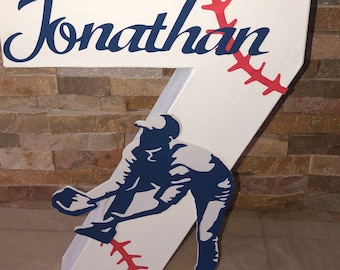 Customized Age Mache Number- Baseball Party/Baseball centerpiece/ room decor
