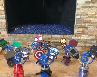 Customized Age -  Superhero Centerpieces Cutouts