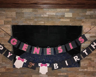 Customized - Baby Girl Birthday  Banner/boss baby banner/birthday/baptism