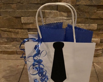 Medium bags with Necktie- Boys and Girls-  Birthday/Baby Shower/Gender Reveal Favor Bags