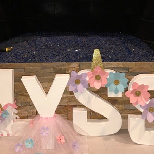 Customized Name Unicorn Tutu Mache Letters Birthday/Baby Shower/Room Decor/Centerpiece 画像 4