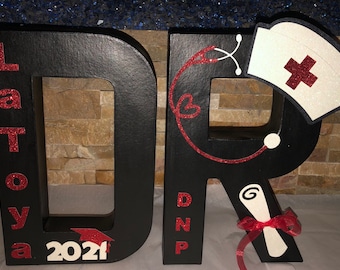 Mache Letters - Graduation decor/ DR/centerpiece/graduation gift/virtual decorations