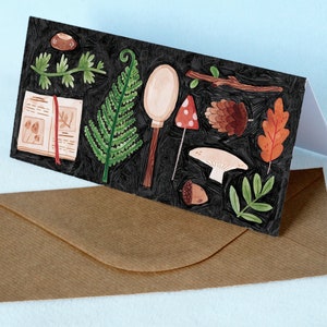 Foraging Woodland Adventurer Greetings Card Whimsical Botanist Mushroom Witchy Plants Birthday Card image 2