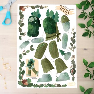 Articulated Forest Troll Paper Puppet Printable, Instant DIY Digital ...