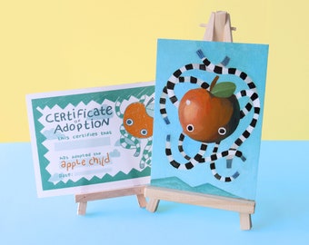 Apple Child Mini Print with Adoption Certificate | A6 Quirky Art Print