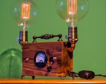 Edison lamp.Steampunk lamp.Industrial lamp.Accent lamp.table lamp.Vintage edison lamps. Interesting lamp.Home decor.Bedroom table lamp
