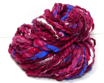 Rose on the Rocks ~ 80g handspun art yarn ~ textured artisan yarn ~ luxurious handspun wool yarn ~ handspun novelty yarn ~ yardage ~ Waldorf