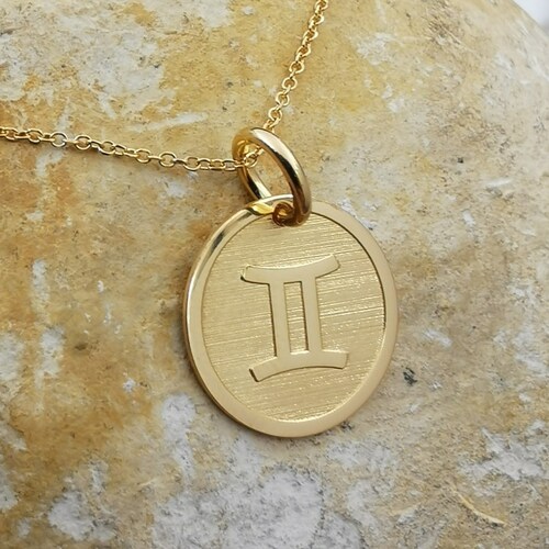 Dainty 14k Solid Gold Gemini Zodiac 