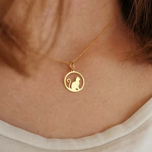 Dainty Gold Cat Necklace, 14K Solid Gold Cat Pendant, Personalized Gold Cat Jewelry, Gold Animal Pendant, Gift For Her, Layered Necklace