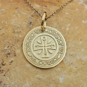 Dainty 14k Solid Gold Cross Necklace, Personalized Cross Pendant, Protection Cross Necklace, Floral Cross Pendant