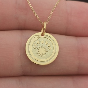 Dainty 14k Solid Gold Ouroboros Necklace, Personalized Ouroboros Pendant, Snake Pendant