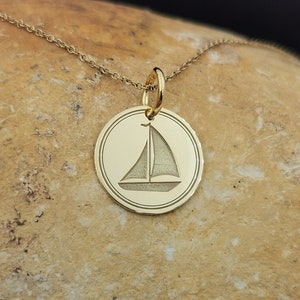 Dainty 14k Solid Gold Sailboat Pendant Necklace