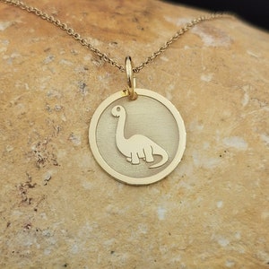 Dainty 14k Solid Gold Dinosaur Necklace, Personalized Dino Pendant