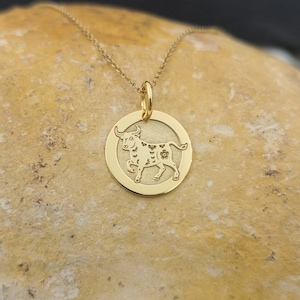 Dainty 14k Solid Gold Ox Zodiac Necklace, Personalized Ox Zodiac Pendant, Chinese Zodiac Pendant