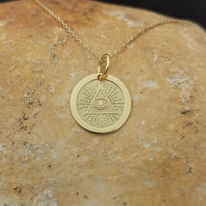 Dainty 14k Solid Gold Third Eye Necklace, Personalized All Seeing Eye Pendant, Eye Necklace, All Seeing Eye Necklace