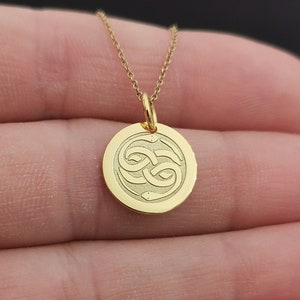 Dainty 14k Solid Gold Ouroboros Necklace, Personalized Ouroboros Pendant, Snake Pendant