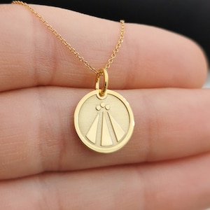 14k Solid Gold Awen Necklace: Celtic Druid Symbol Pendant