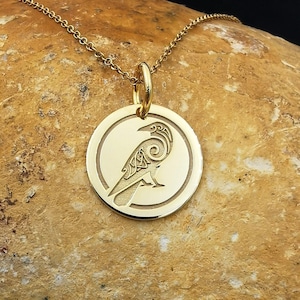 Dainty 14k Solid Gold Celtic Crow Pendant Necklace